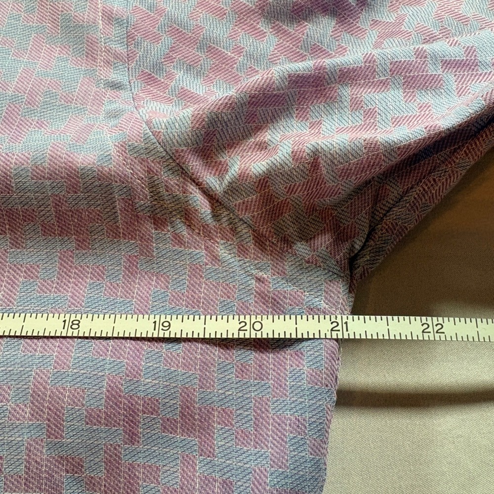 Mahtanis Hong Kong Custom Tailored Dress Shirt Mens M Purple Geometric Pattern - Picture 5 of 9
